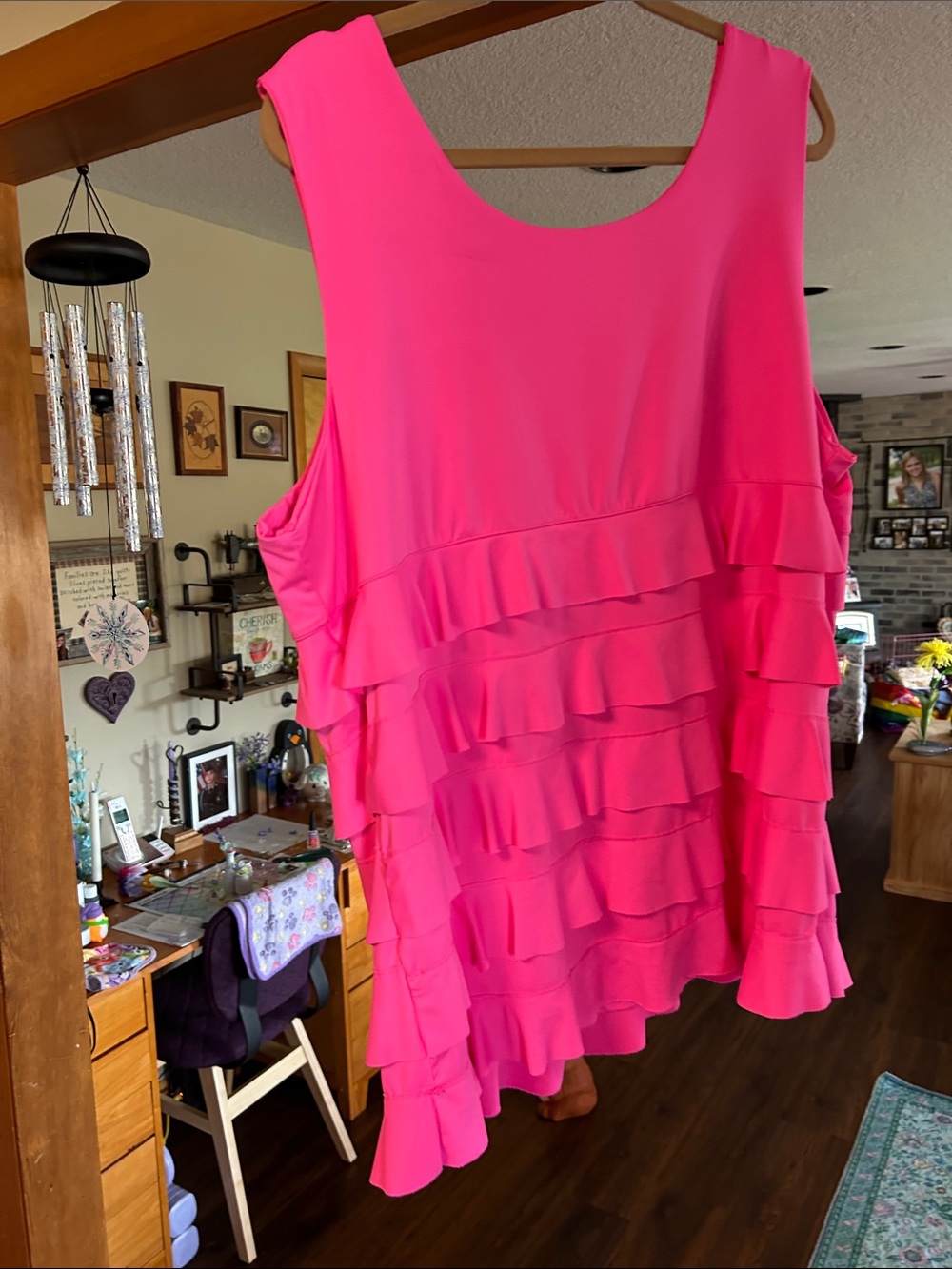 Lulu-B Hot Pink Tiered Ruffle Tank - Picture 2 of 2